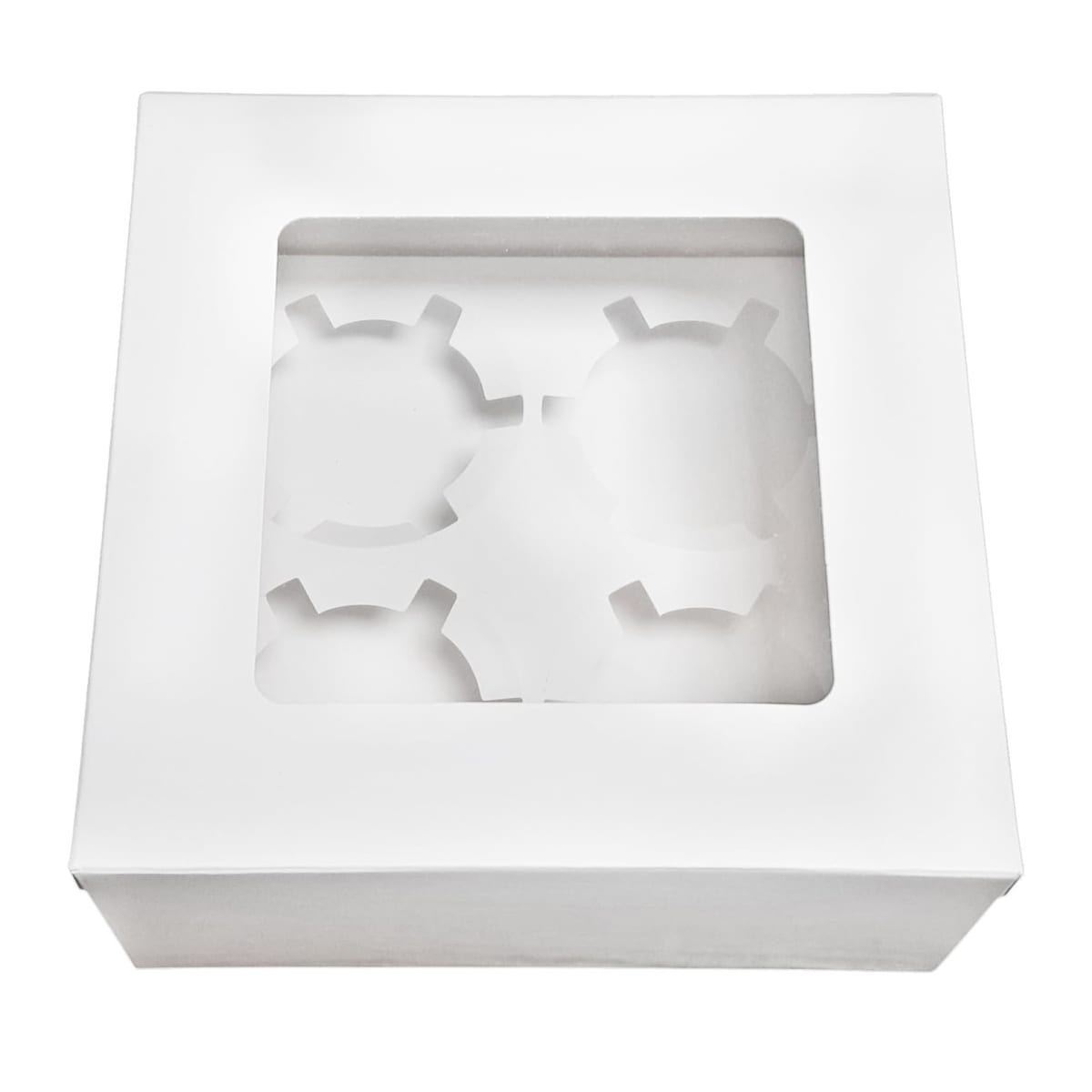 Caja para 4 Cupcakes Blanca Cartulina 3