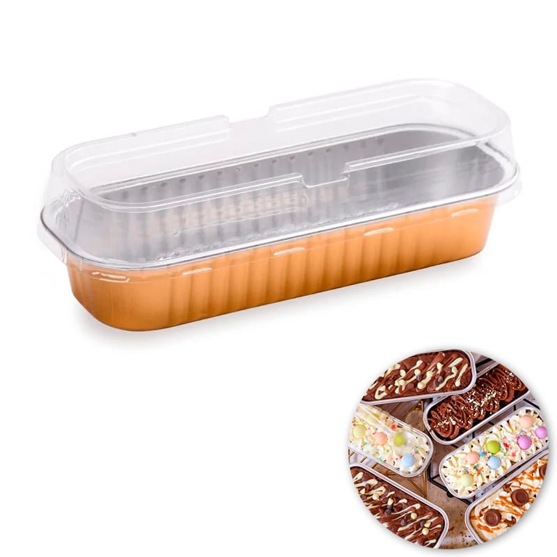 Molde Mini Pastel Aluminio con Tapa Anaranjado 4 Unidades 7