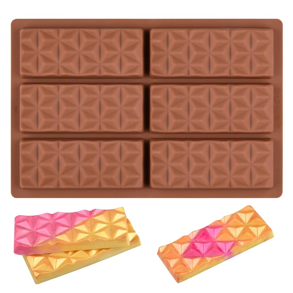 Molde Chocolate Silicona 6 Barras Diamante 0