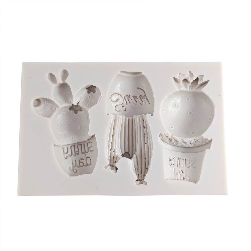 Molde Fondant Cactus en Macetas Silicona 0
