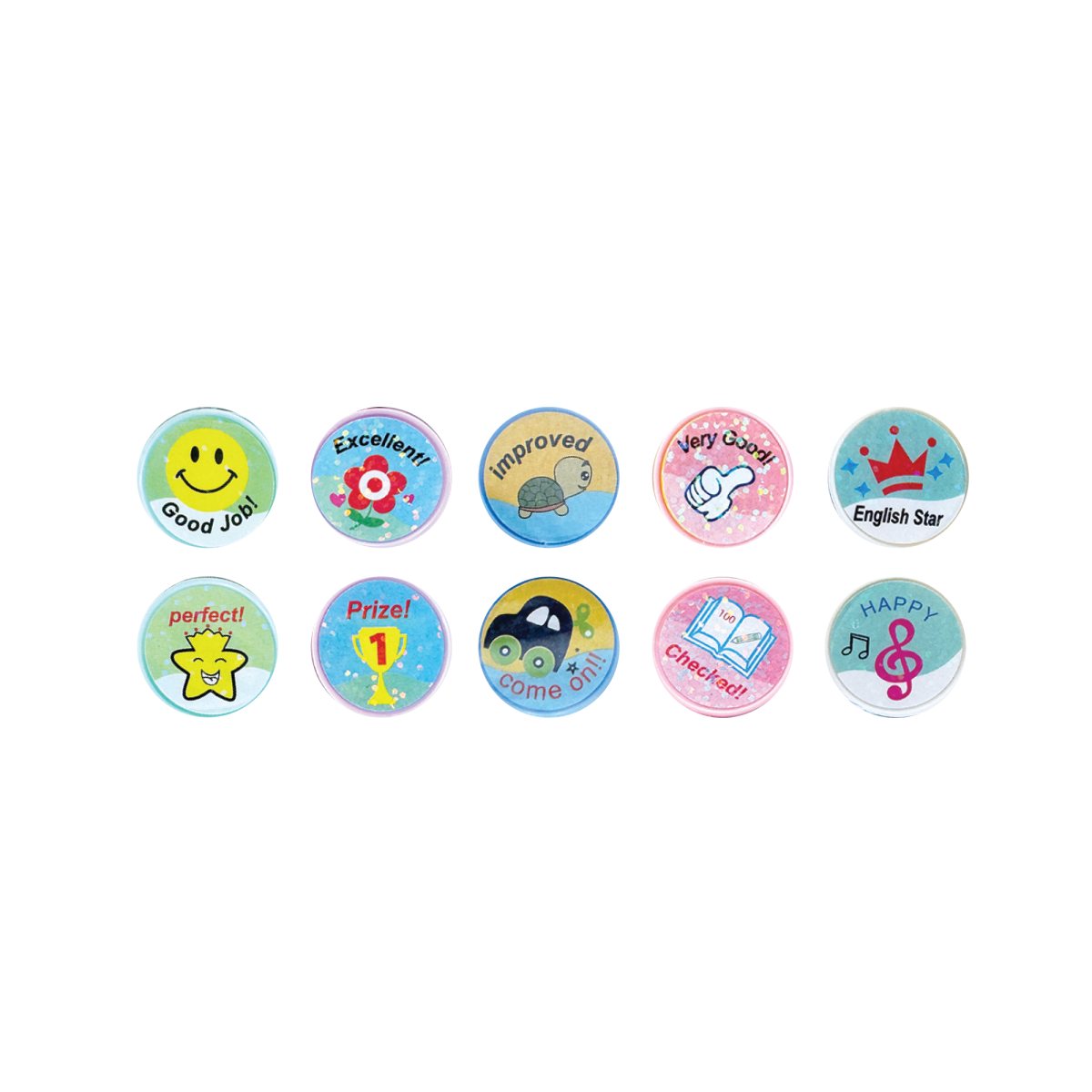 Set Timbres Sellos Goma Infantil Motivación 10 Unidades Rojo5