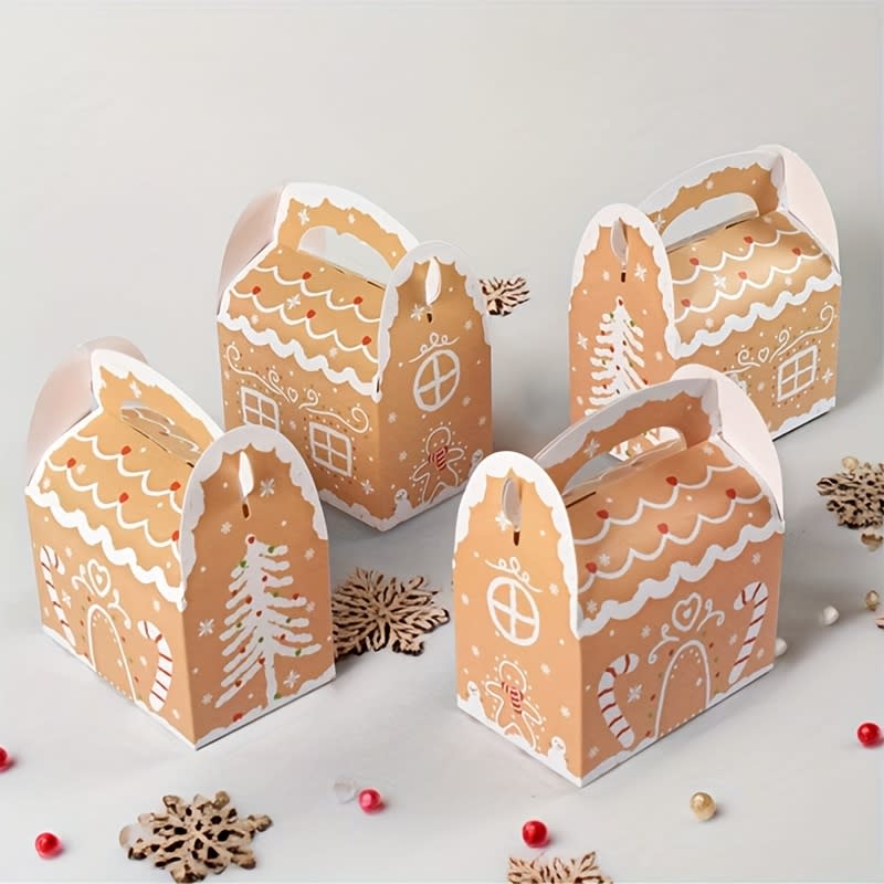 Set Cajas Navidad con Manilla Beige 12x11x7 cm. 4 Unidades2