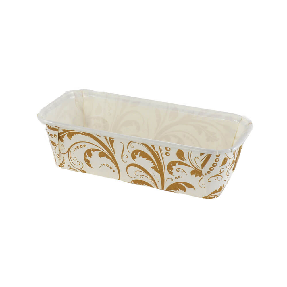 Molde Laminado Queque Blanco-Dorado 16x5x5 cm. 10 Unid.3