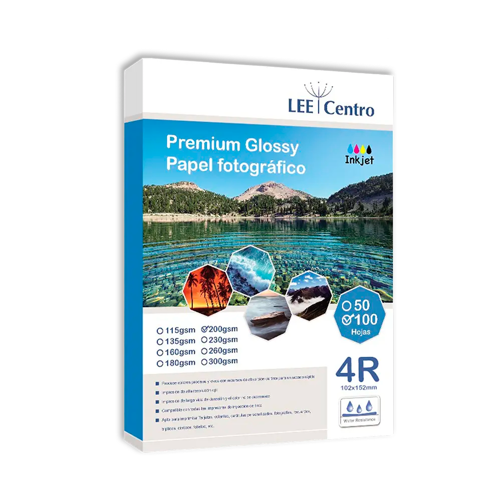 Papel Fotográfico Glossy 200 gr. 4R 10x15 cm. Lee Centro1