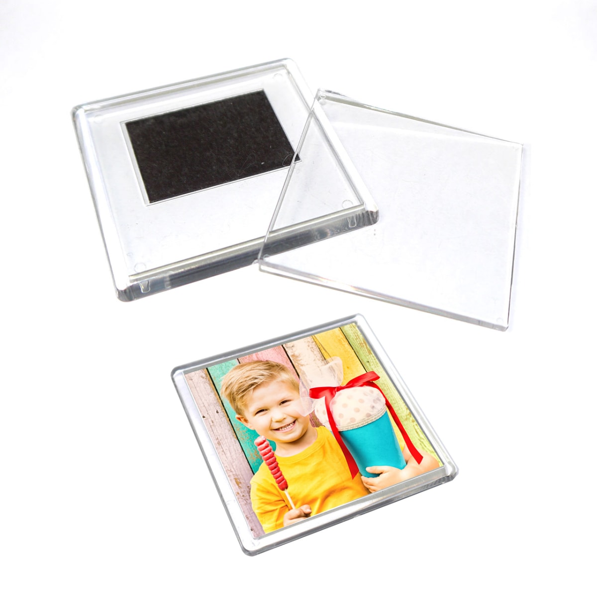 Porta Foto Acrílico con Imán 6,4 x 6,4 cm. 10 Unidades1