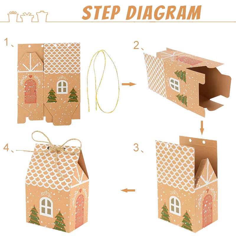 Set Cajas Casa Navidad Kraft N°3 10x7x5 cm. 4 Unidades5