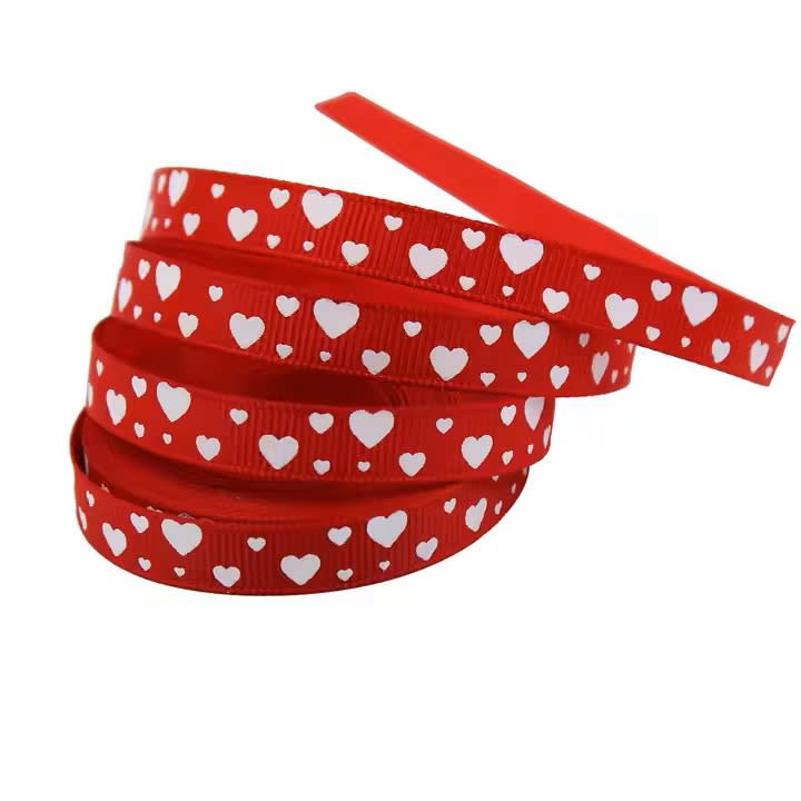 Cinta de Tela para Lazo Rojo Corazón N°2 - 5 Mts.3