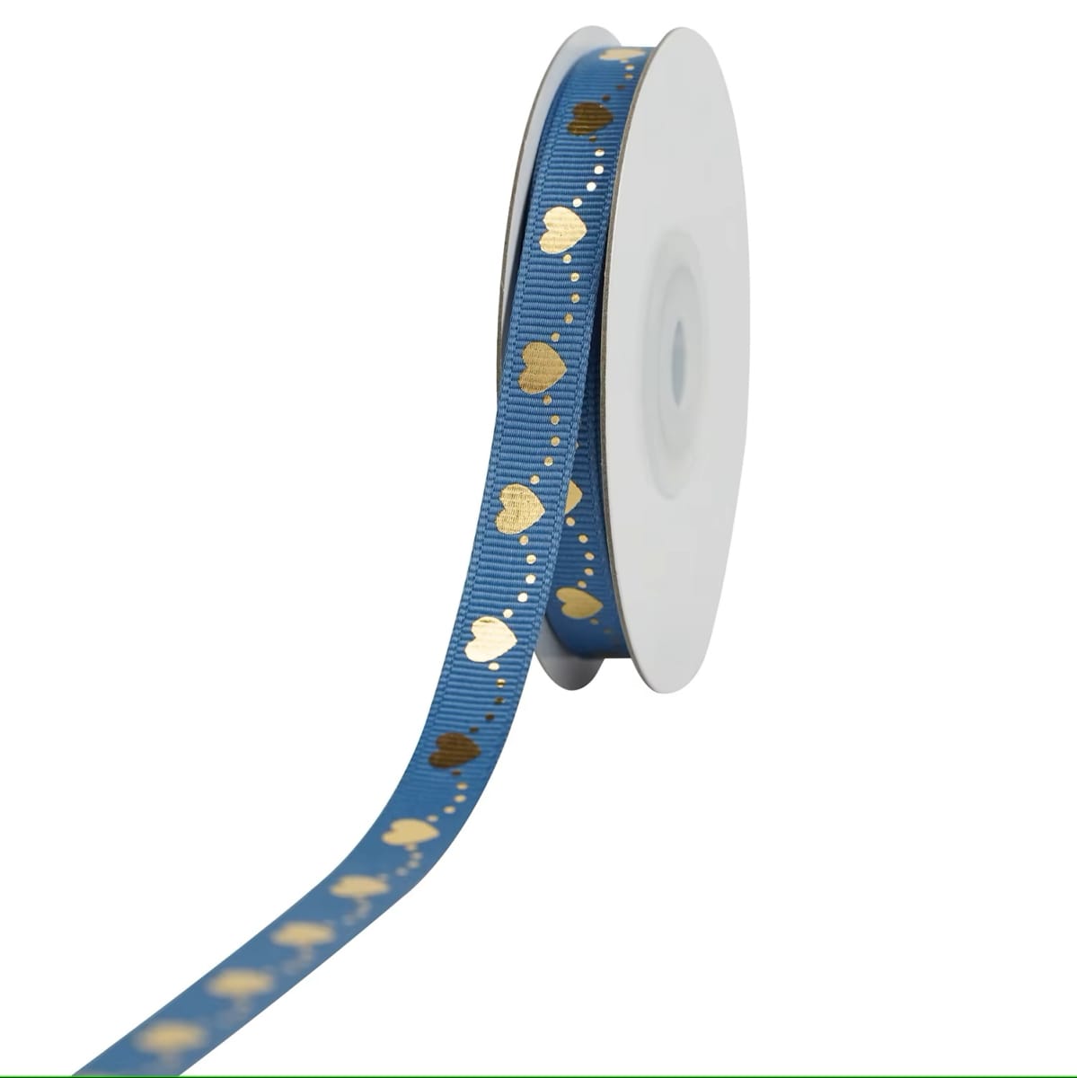 Cinta de Tela para Lazo Azul Corazones 5 Mts.2