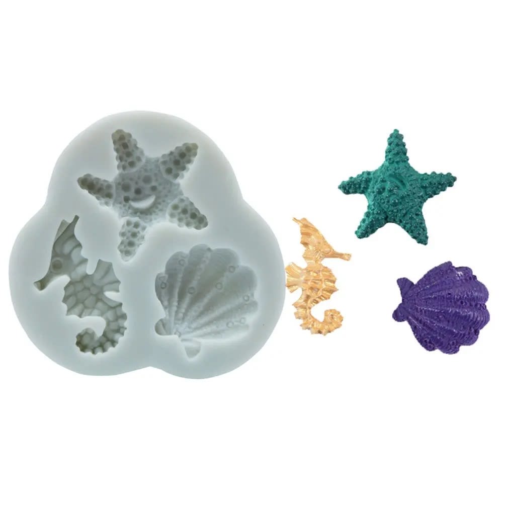 Molde Fondant Caballito de Mar, Conchita y Estrella Silicona5