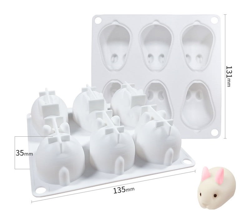 Molde Conejos 3D - 6 Cavidades Silicona5