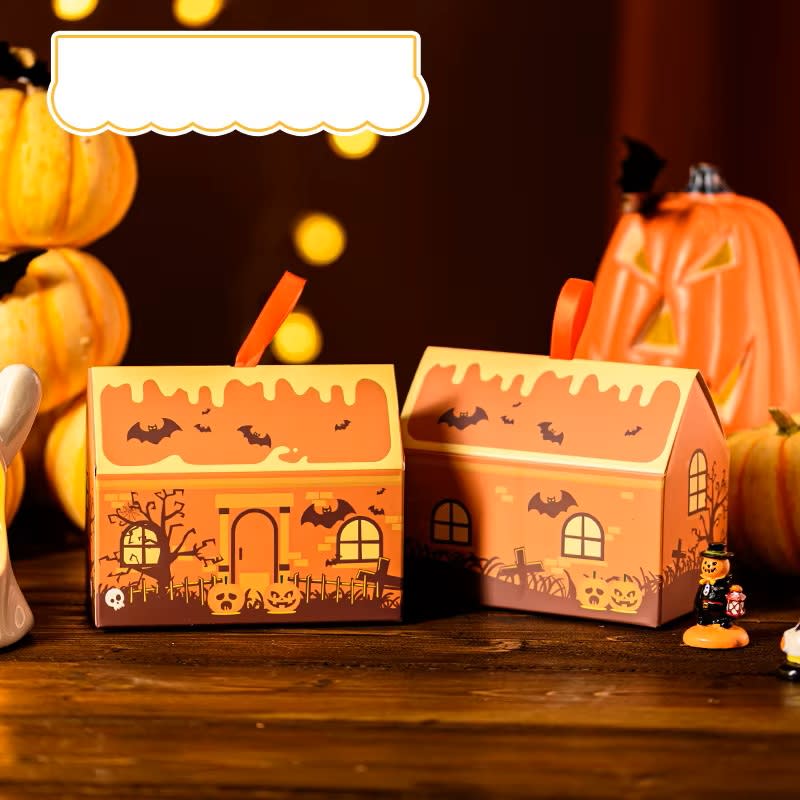 Set Cajas Casa Halloween Naranja 13x10,5x7 cm. 4 Unidades2
