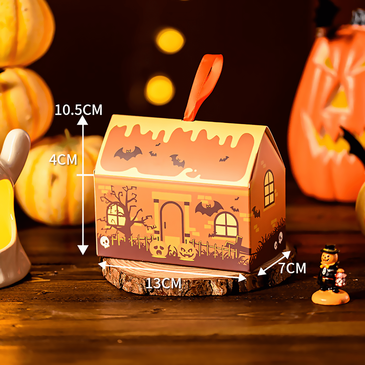 Set Cajas Casa Halloween Naranja 13x10,5x7 cm. 4 Unidades5