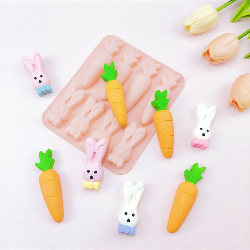 Molde Zanahorias y Conejos 8 Cavidades Silicona2