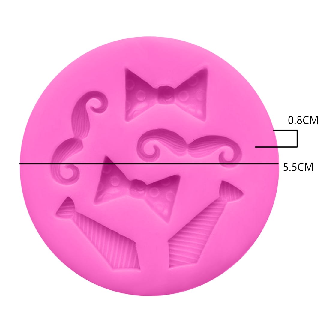Molde Fondant Bigotes y Corbatas Silicona2