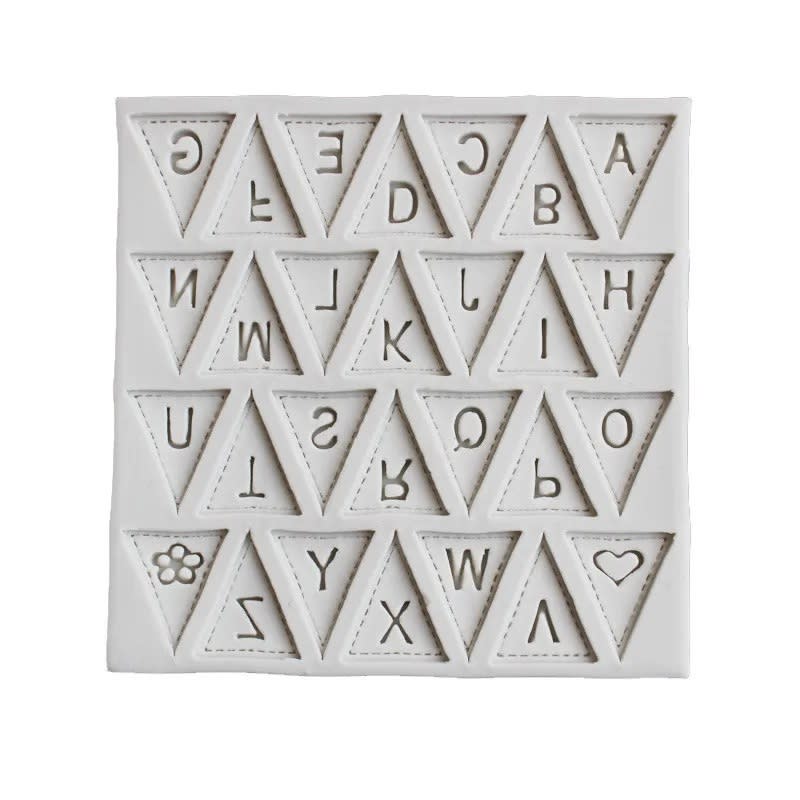 Molde Fondant Alfabeto Banderín Silicona2