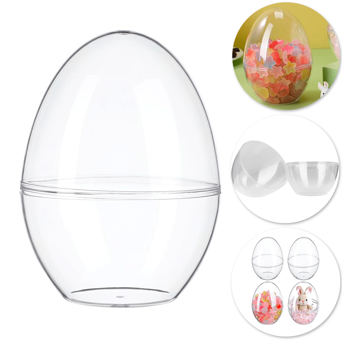 Huevo Acrílico Transparente 12x9 cm. 5 Unidades 0