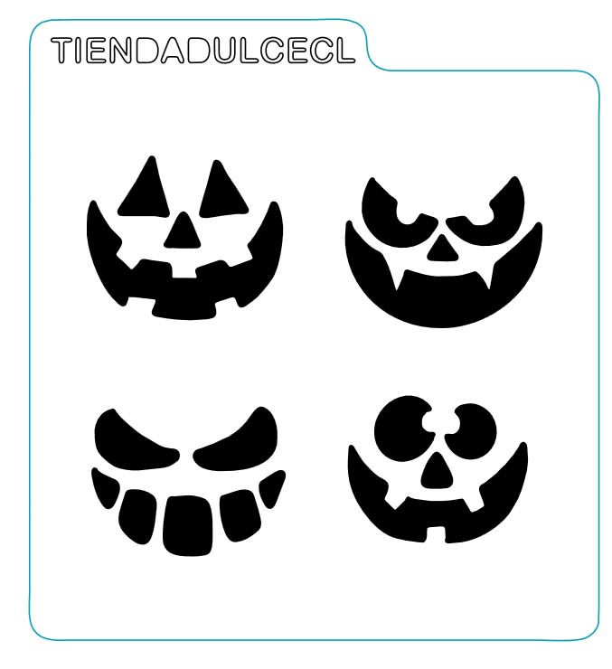 Stencil Cuadrado 4 Caras Calabazas2