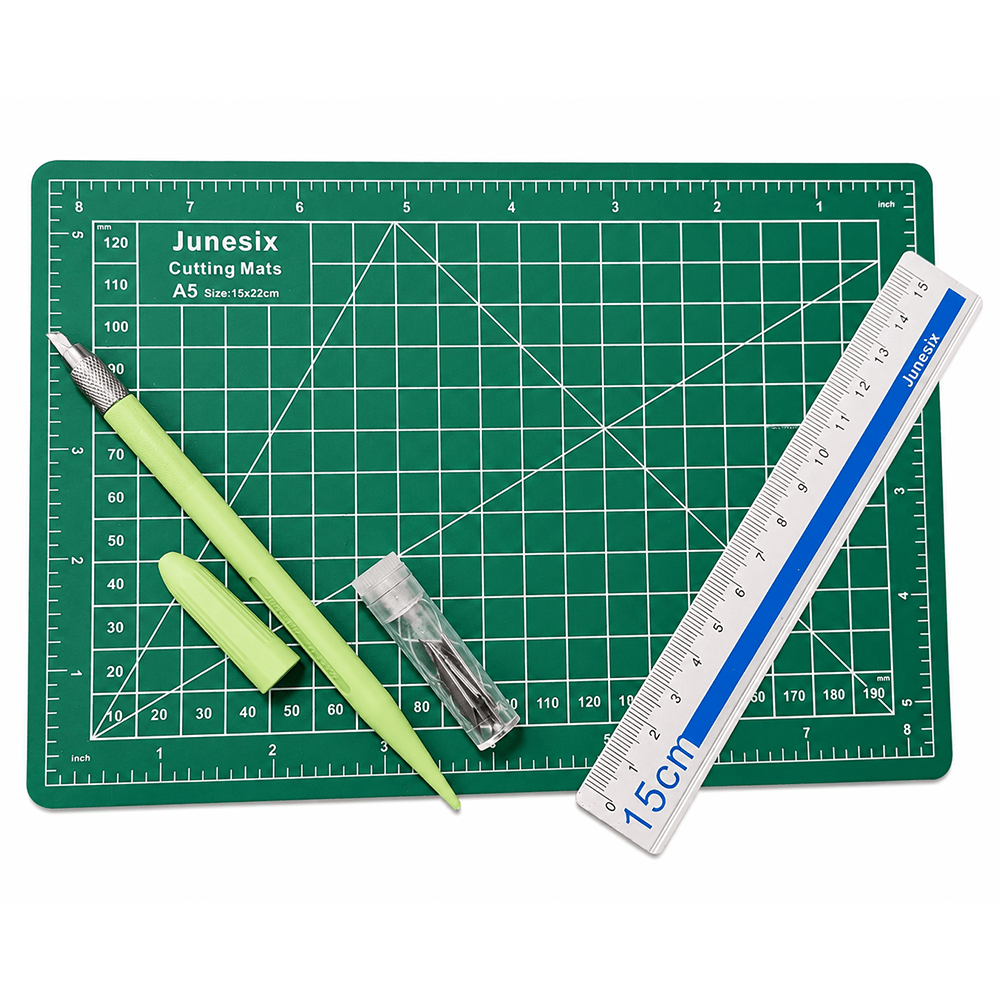 Kit Tabla Base Salvacorte A5 15x22 cm. Bisturí y Regla 15 cm.1