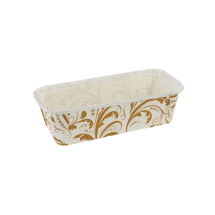Molde Laminado Queque Blanco-Dorado 16x5x5 cm. 10 Unid.2