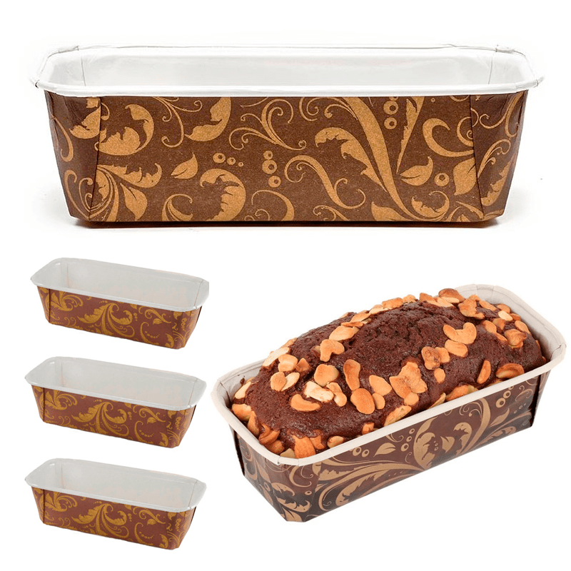 Molde Laminado Queque Café-Dorado 16x5x5 cm. 10 Unid. 0