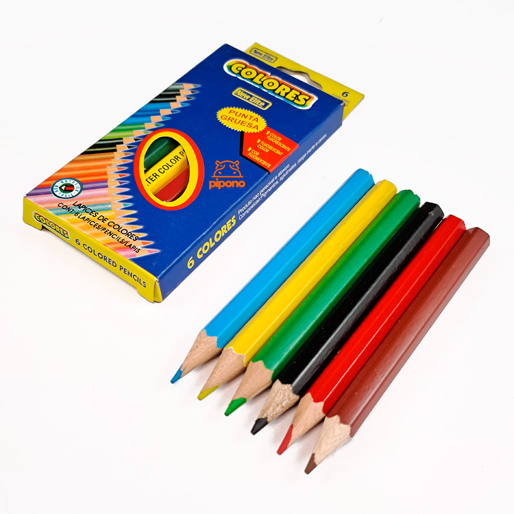 Pack 12 Cajitas De Lápices Madera 6 Colores Cortos1