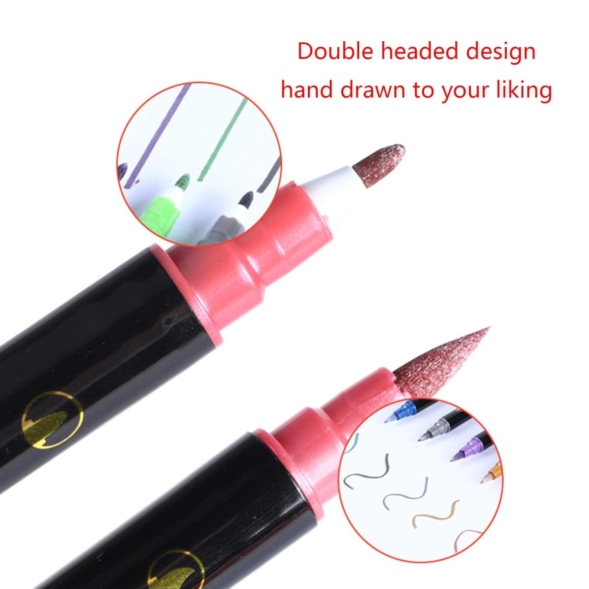 Marcador Metalizado Doble Punta Dorado3