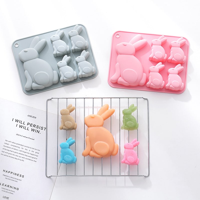 Molde Silicona 5 Conejos Sentados4