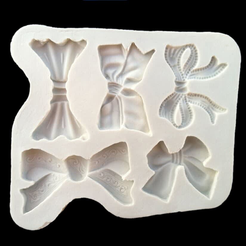 Molde Fondant 5 Moños Silicona2
