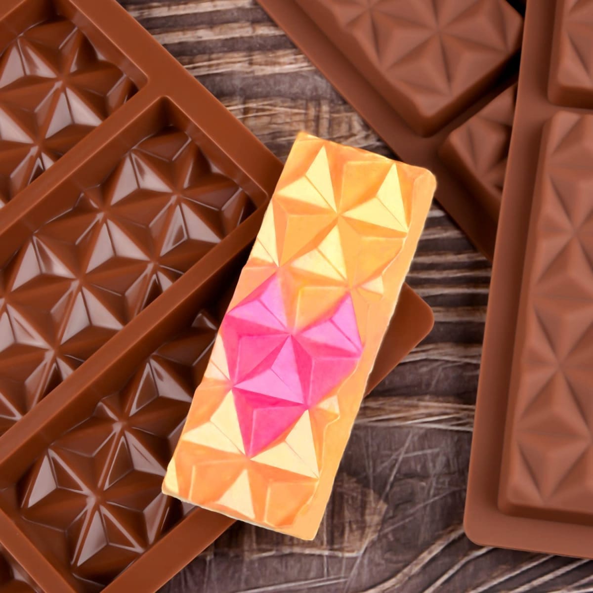 Molde Chocolate Silicona 6 Barras Diamante2