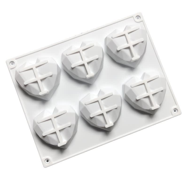 Molde Silicona Corazón Diamante 6 Cavidades2