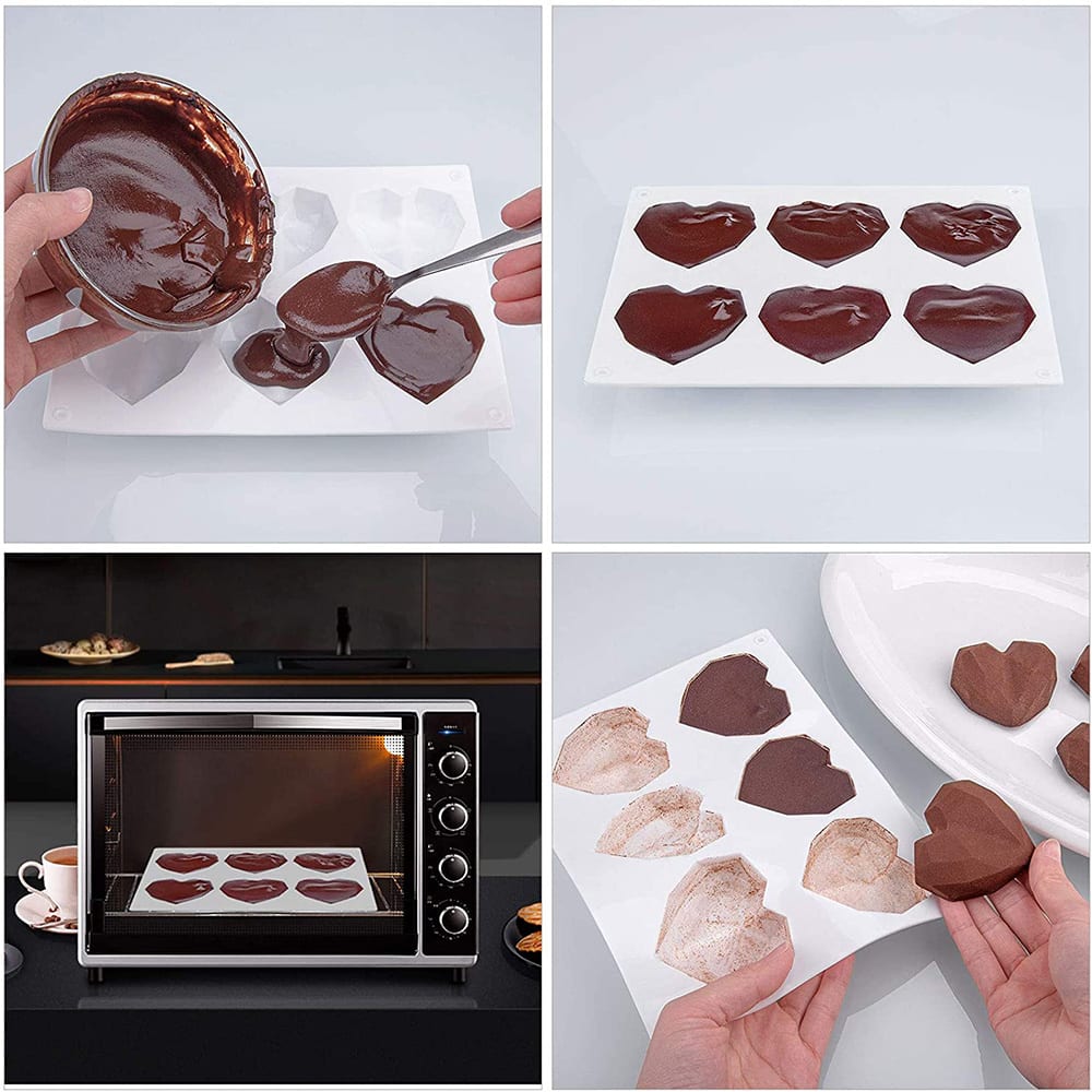 Molde Silicona Corazón Diamante 6 Cavidades3