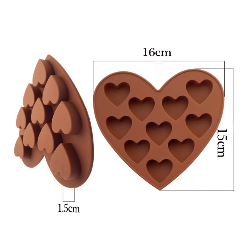 Molde Chocolate 10 Corazones Silicona2