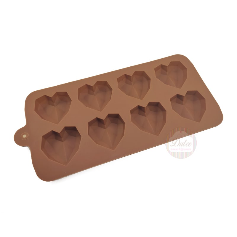 Molde Chocolate  Corazón Diamante Pequeño 8 Cavidades2