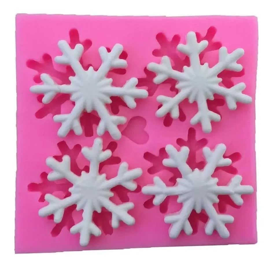 Molde Fondant 4 Copos de Nieve Silicona2