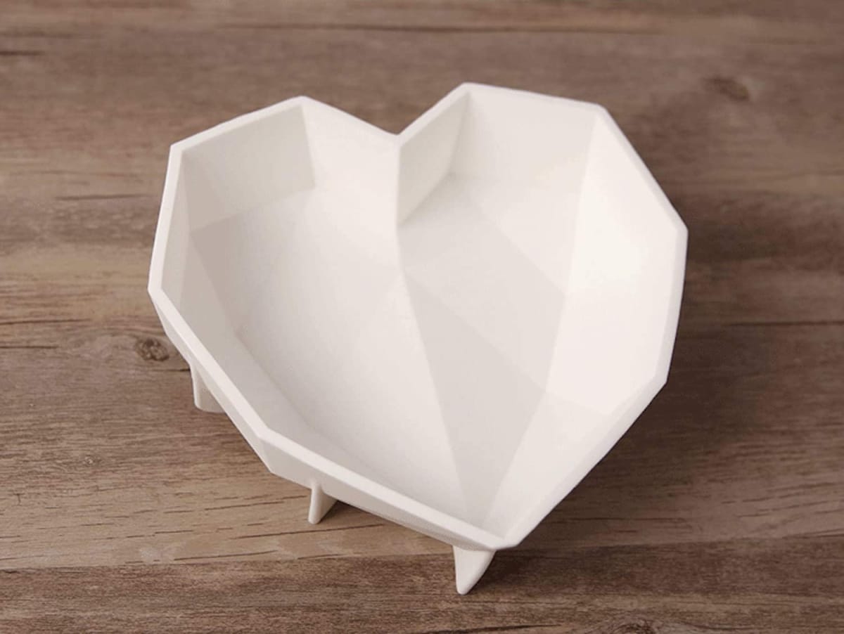 Molde Silicona Corazón Diamante Grande con Base2