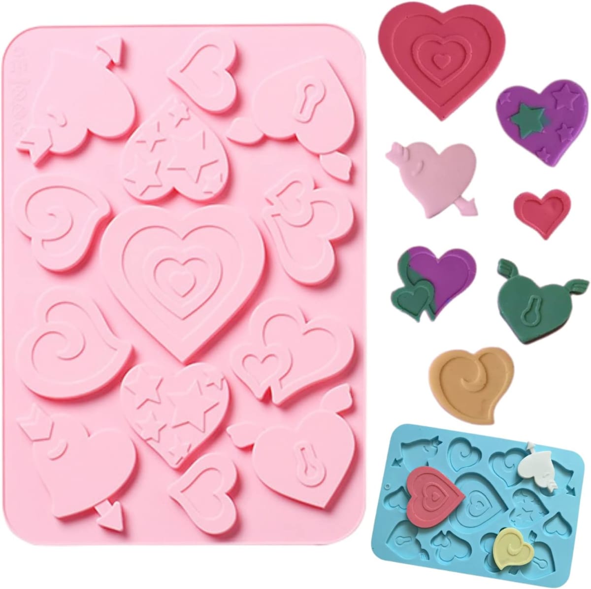 Molde Chocolate Silicona Corazones Varios Diseños 0