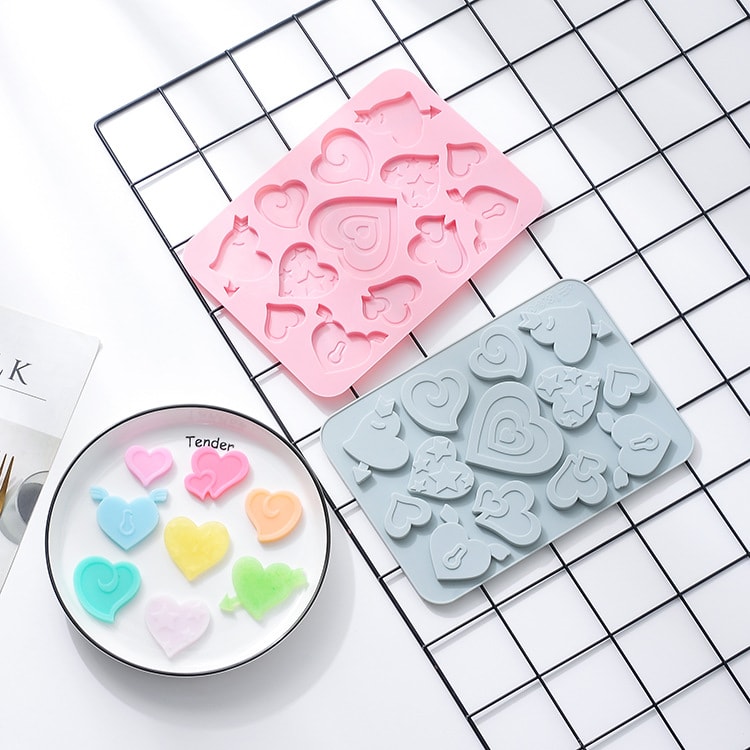 Molde Chocolate Silicona Corazones Varios Diseños3