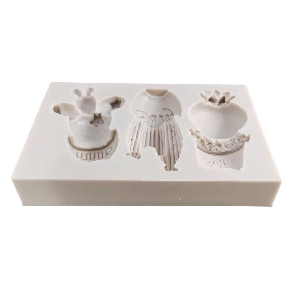 Molde Fondant Cactus en Macetas Silicona2