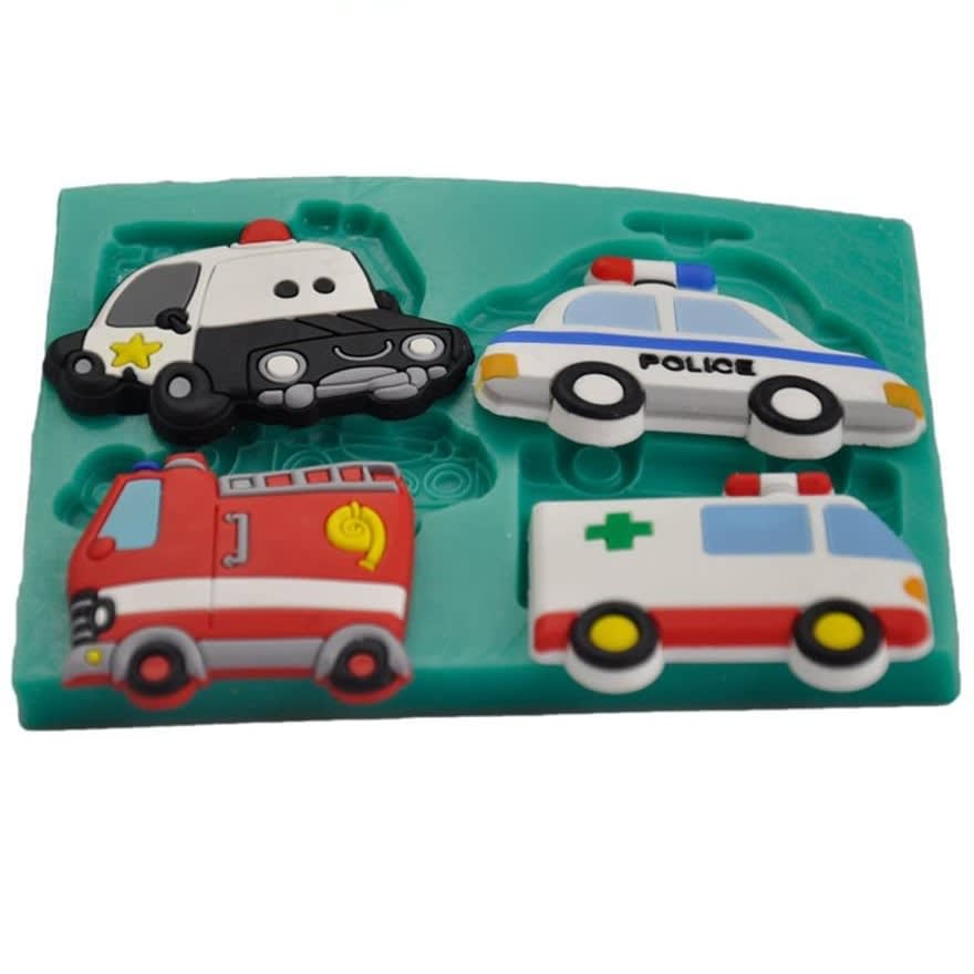Molde Fondant Autitos de Emergencia Silicona2