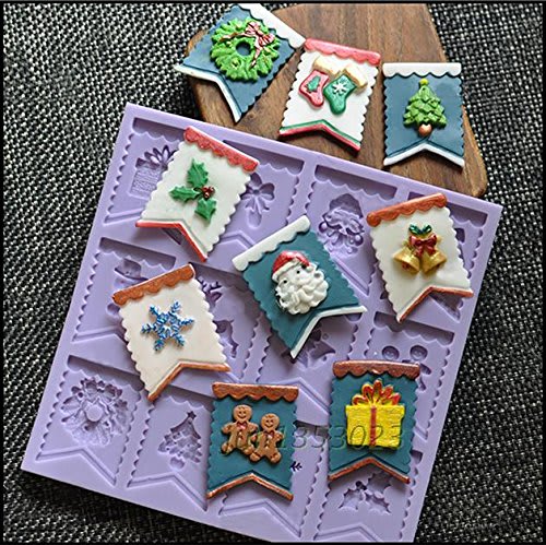 Molde Fondant Banderín de Navidad Silicona2