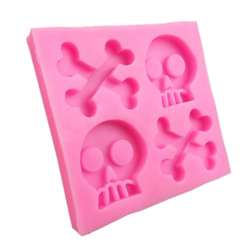 Molde Fondant Calavera y Huesos Silicona2