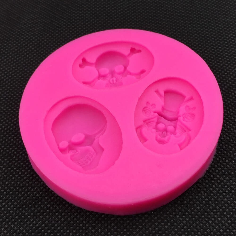 Molde Fondant Calaveras Redondo Silicona2