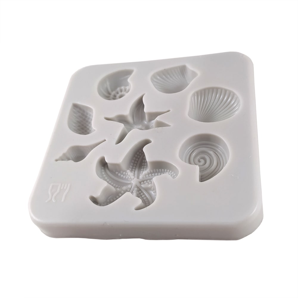 Molde Fondant Conchitas y Estrellas Cuadrado Silicona2