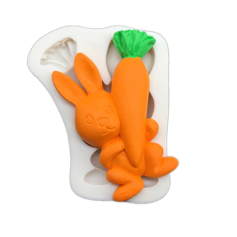 Molde Fondant Conejo Zanahoria Silicona2