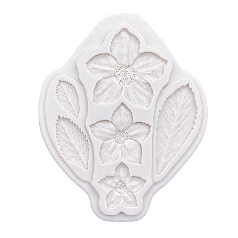 Molde Fondant Flores y Hojas Silicona2