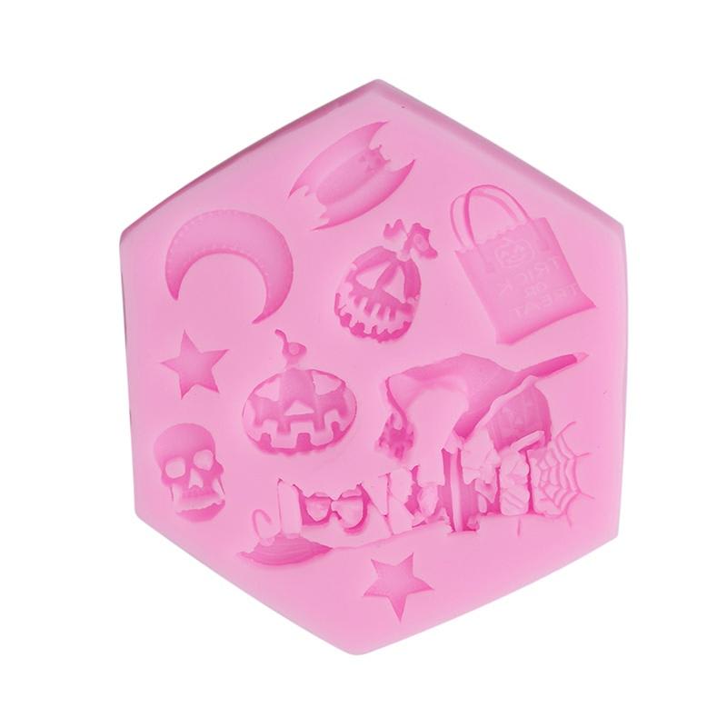 Molde Fondant Halloween Hexágono Silicona2