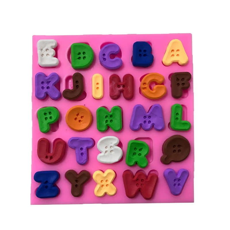 Molde Fondant Alfabeto Botones Silicona2