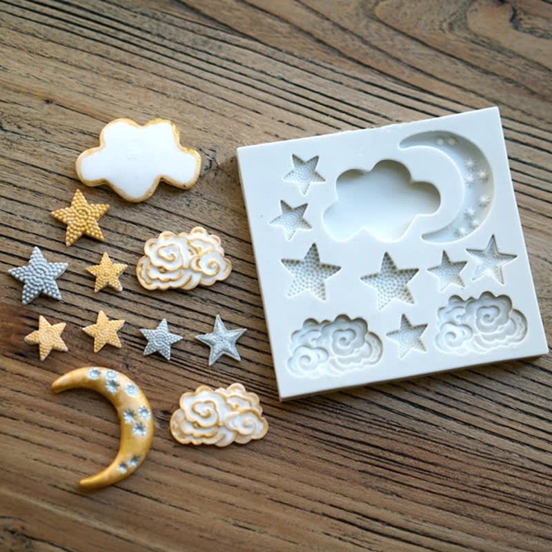 Molde Fondant Luna, Estrellas y Nubes Silicona2