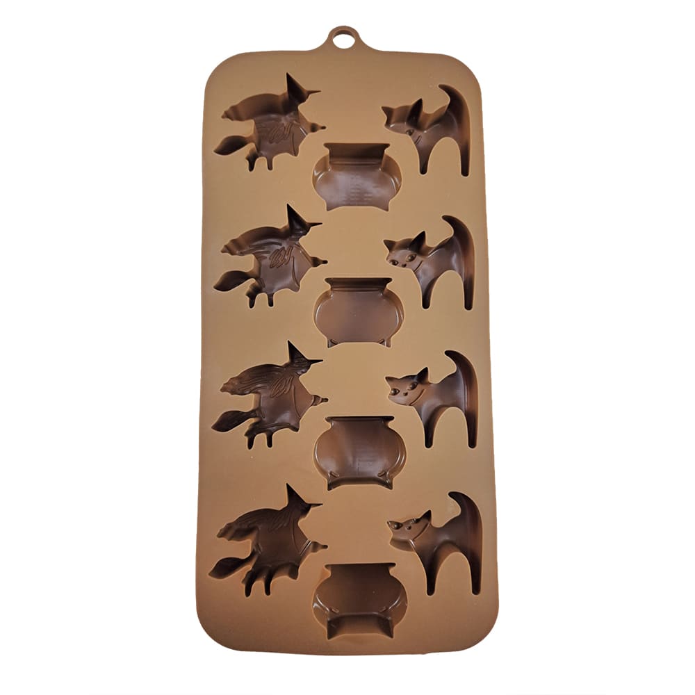Molde Chocolate Silicona Gatos, Calderos y Brujas2