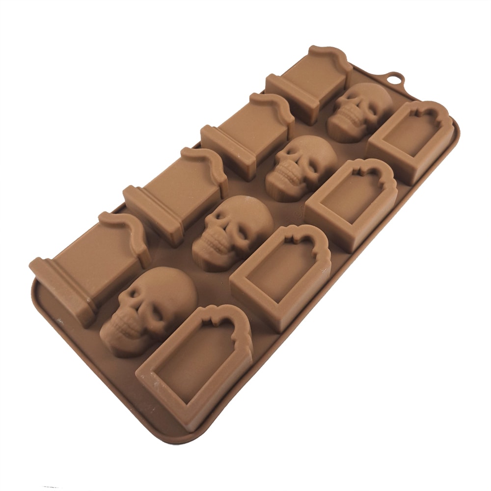 Molde Chocolate Silicona Cráneos y Lápidas3